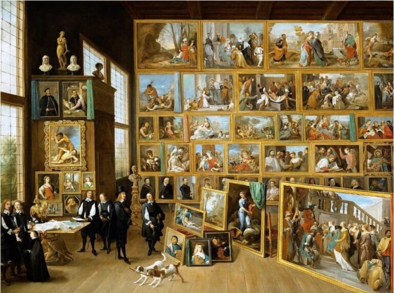 David Teniers el Joven, El archiduque Leopoldo Guillermo de Habsburgo, en su galería de pinturas de Bruselas, 1651. 